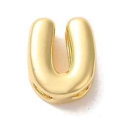 Letter U Стойки обшивки латунные подвески, письмо амулеты, без кадмия и без свинца, долговечная тарелка, реальный 18 k позолоченный, Буква U, 7x6x4 мм, отверстие : 3 мм