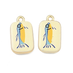Rectangle Печатные подвески сплава, стойки покрытие, без кадмия, без никеля и без свинца, золотые, прямоугольник с подвесками в виде акул, 21.5x12x3.5 мм, отверстие : 1.8 мм