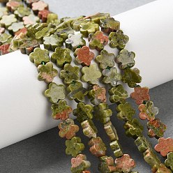 Унакит Природные Unakite бисер нитей, цветка сливы, 6~6.5x6x2.5 мм, отверстие : 0.7 мм, около 63 шт / нитка, 14.76'' (37.5 см)