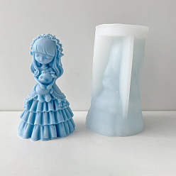 Медведь DIY 3d богиня девушка с фигуркой животного, статуя, силиконовые формы, Портретная скульптура, формы для литья из смолы, для уф-смолы, изготовление изделий из эпоксидной смолы, медведь, 92x60x55 мм