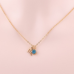 Скорпион 304 ожерелья с подвеской в виде созвездия из нержавеющей стали с аквамарином и стразами, золотые, Скорпион, 17.72 дюйм (45 см)