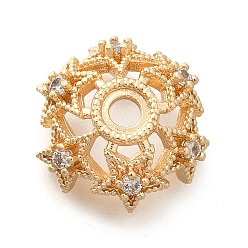 Light Gold Покрытие стойки латунь микро паве прозрачные колпачки из кубического циркония, долговечный, без свинца и без кадмия, золотой свет, пригодный для стразов 4 мм, 16x6 мм, отверстие : 2.5 мм