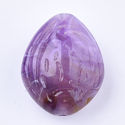 Medium Orchidee Acryl-Perlen, Nachahmung Edelstein-Stil, Zweifarbige Farbe, Pfirsichgrube, Medium Orchidee, 24x19x12 mm, Bohrung: 1.8 mm, ca. 180 Stk. / 500 g