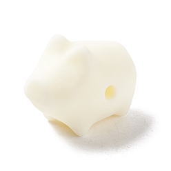 Cornsilk Silicone Focal Beads, Pig, Cornsilk, 15x20.5x12mm, Hole: 2mm