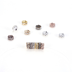 Crystal Brass Rhinestone Spacer Beads, Grade AAA, Wavy Edge, Nickel Free, Mixed Metal Color, Rondelle, Crystal, 6x3mm, Hole: 1mm, 20pcs/color, 6colors, 120pcs/box