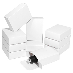 Blanco Cajas de envío plegables de papel kraft, Rectángulo, blanco, 9.7x7x3 cm