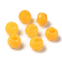 Белый Нефрит Натуральные европейские бусины из белого нефрита (окрашенные), бусины с большим отверстием, рондель, золотые, 12~12.5x9~10.5 мм, отверстие : 5.5~6 мм