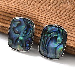 Нержавеющая Сталь Цвет 304 из нержавеющей стали серьги, с оболочкой, прямоугольные, цвет нержавеющей стали, 22x17 мм