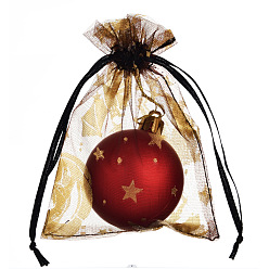 Звезда Прямоугольные сумки из органзы на шнурке, пакеты для хранения конфет горячего тиснения, подарочный пакет на Хэллоуин, звезда, 18x13 см