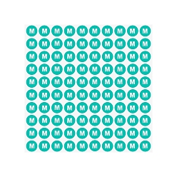 Аквамарин Самоклеящиеся наклейки из ПВХ (размер M), этикетки размера одежды, аквамарин, 160x150 мм, наклейка: 13 мм, 100шт / лист