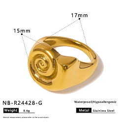 Золотой 304 палец кольца из нержавеющей стали, завиток, золотые, 17 мм