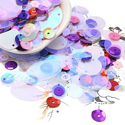 Couleur Mélangete Accessoires d'ornement, Pendentifs/maillons/perles en plastique PVC à paillettes/sequins, formes mixtes, couleur mixte, 4~52x0.2mm, Trou: 0.5~1mm