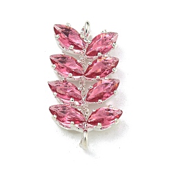 Роза Подвески латунные горный хрусталь, без кадмия и без свинца, лист, роза, 20x11x4 мм, отверстие : 1.4 мм