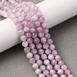 Кунсайт Природные кунцит бисер нитей, граненые, круглые, 5 мм, отверстие : 0.8 мм, около 70 шт / нитка, 14.96''~15.16'' (38~38.5 см)