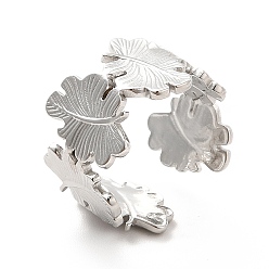 Stainless Steel Color Non-Tarnish 304 Stainless Steel Leaf Wrap Open Cuff Ring for Women, Stainless Steel Color, US Size 7 3/4(17.9mm)