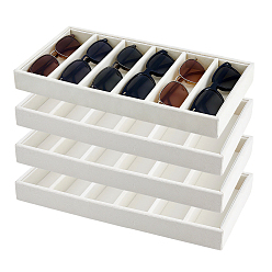 Beige 6 Bandejas organizadoras de vasos con rejilla rectangular de mdf recubiertas de terciopelo, Soporte de exhibición de joyas para guardar gafas de sol, crema, 35.3x18.3x3.5 cm