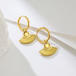 Золотой Серьги из 304 нержавеющей стали, вентилятор, золотые, 21.5x15 мм