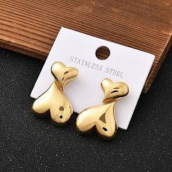 Настоящее золото 18K 304 из нержавеющей стали серьги, сердце, реальный 18 k позолоченный, 30x20.5 мм