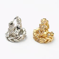 (52) Непрозрачная лаванда Серьги-кольца из латуни с микропаве из прозрачного кубического циркония, кольцо с сердцем, разноцветные, 12x13x3.5 мм, штифты : 0.6 мм