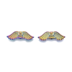 Rainbow Color Perle d'alliage de placage de crémaillère, ailier, couleur arc en ciel, 10x31x3mm, Trou: 1.6mm