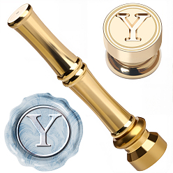 Letter Y 1Золотистые латунные штампы с восковыми печатями и ручками в форме бамбуковых палочек, для изготовления поздравительных открыток, Письмо Y, 74.5x15 мм