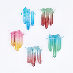 (52) Непрозрачная лаванда Натуральные кристаллы с кварцевым кристаллом, окрашенные, разноцветные, 26~50x5~10x5~10 мм, отверстие : 1 мм, 3 шт / комплект
