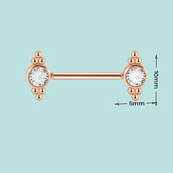 Розовое Золото 304 Кольца для сосков из нержавеющей стали с кристаллами и стразами, розовое золото , 10x5 мм