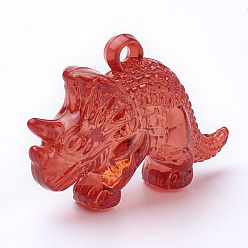 Mixed Color Transparent Acrylic Pendants, Rhinoceros Shaped, Mixed Color, 32x47x16.5mm, Hole: 3mm, about 65pcs/500g