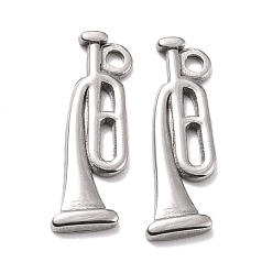 Нержавеющая Сталь Цвет Не тускнеющие 304 подвески из нержавеющей стали, форма альтового рожка, цвет нержавеющей стали, 20x6x1.5 мм, отверстие : 1.6 мм