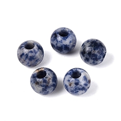Blue Spot Jasper Natural Blue Spot Jasper European Beads, Smooth Round, Large Hole Beads, 13.5~14x12~13mm, Hole: 5mm