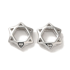 Платина Латунные бусины, без кадмия, без никеля и без свинца, гексаграмма, платина, 8x9x2.5 мм
