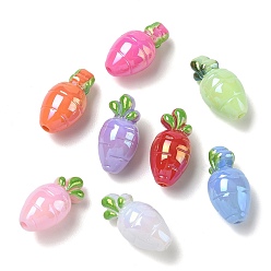 Mixed Color UV Plating Opaque Acrylic Beads, Iridescent, Carrot, Mixed Color, 27x13.5mm, Hole: 2.5mm
