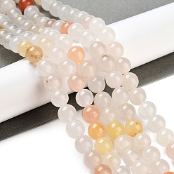 Golden Silk Jade Нити натуральных золотых шелковых нефритовых бусин, круглые, 8 мм, отверстие : 1 мм, около 46 шт / нитка, 14.76~14.88'' (37.5~37.8 см)