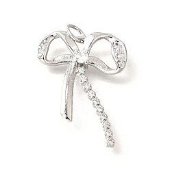 Платина Латунные микро проложить кубического циркония подвески, бантом, с целью перехода в кольце, долговечный, без кадмия и без свинца, стойки покрытие, платина, 24x18.5x4 мм