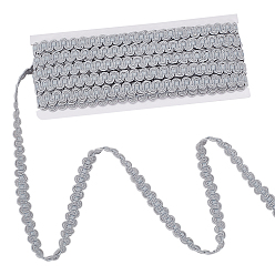 Серебро 10м полиэстеровая волнистая бахрома, волнистая кружевная отделка, для шитья одежды и художественного оформления, серебряные, 3/8 дюйм (10 мм), около 10.94 ярдов (10 м) / карту