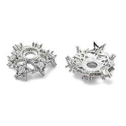Платина Колпачки для бусин из прозрачного кубического циркония из латуни, без кадмия, без никеля и без свинца, цветок со звездой, платина, 15x5 мм, отверстие : 3 мм