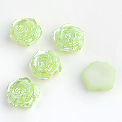 Зелено-Желтый Абс пластмассовые имитационные жемчужные кабошоны, цветок, зеленый желтый, 17x17.5x6.5 мм , около 200 шт / мешок