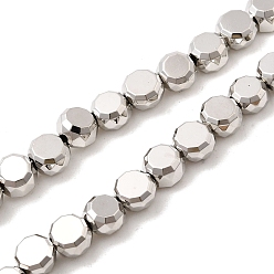с Платиновым Покрытием Стеклянные бусины с гальваническим покрытием , барабан, граненые, с покрытием платиным, 5.5x3.5 мм, отверстие : 1 мм, около 86~88 шт / нитка, 16.14~16.54'' (41~42 см)