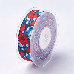 Schamottestein Polyester Ripsband, Blumenmuster, Schamottestein, 1 Zoll (25 mm), etwa 100yards / Rolle (91.44 m / Rolle)