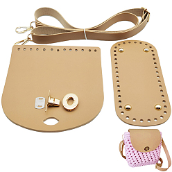 Хаки 1 Набор аксессуаров для вязаной крючком сумки через плечо из искусственной кожи ручной работы, в том числе ремень сумки, Дно мешков и простыни, хаки, 600~1250 мм