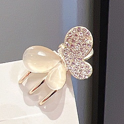 Light Gold Мини-заколки для волос из сплава бабочки со стразами в виде когтей, с кошачий глаз, для женщин девушек, золотой свет, 45x25 мм