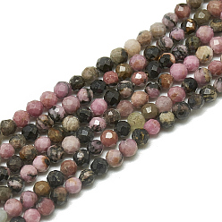 Rhodonite Natural Rhodonite Beads Strands, Faceted, Round, 3~3.5mm, Hole: 0.3mm, about 113pcs/strand, 14.9 inch