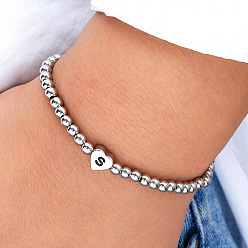 Letter S Латунные вышитые бисером браслеты, подвеска в форме сердца для женщин, Письмо с, 7-7/8 дюйм (20 см)