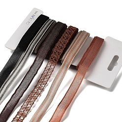 (52) Непрозрачная лаванда 18 ярдов 6 стилей полиэфирной ленты, для поделок своими руками, бантики для волос и украшение подарка, красная цветовая палитра, разноцветные, 3/8~1/2 дюйм (10~12 мм), около 3 ярдов / стиль