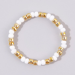 Белый Стеклянные бусины кольца для женщин, белые