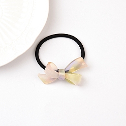 Светло-хаки Резинки для волос из ацетата целлюлозы (смола) с бантом, Резинки для волос, держатель для хвоста для женщин и девочек, светлый хаки, 30x55 мм