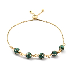 Малахит Браслеты из натурального малахита, золотой браслет из латуни для женщин, без свинца и без кадмия, 10-5/8 дюйм (27 см)