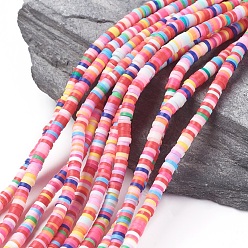 Mixed Color Eco-Friendly Handmade Polymer Clay Beads, for DIY Jewelry Crafts Supplies, Disc/Flat Round, Heishi Beads, Mixed Color, 4x1mm, Hole: 1mm, about 380~400pcs/strand, 17.7 inch