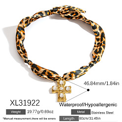 Cross 304 ожерелья-шарфы с подвесками из нержавеющей стали, золотые, крестик, 31.50 дюйм (80 см), Кулон : 46.84 мм