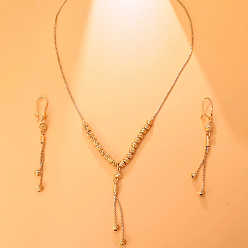 Настоящее золото 18K Модные винтажные латунные серьги-подвески с кисточками и комплекты ожерелий для женщин, реальный 18 k позолоченный